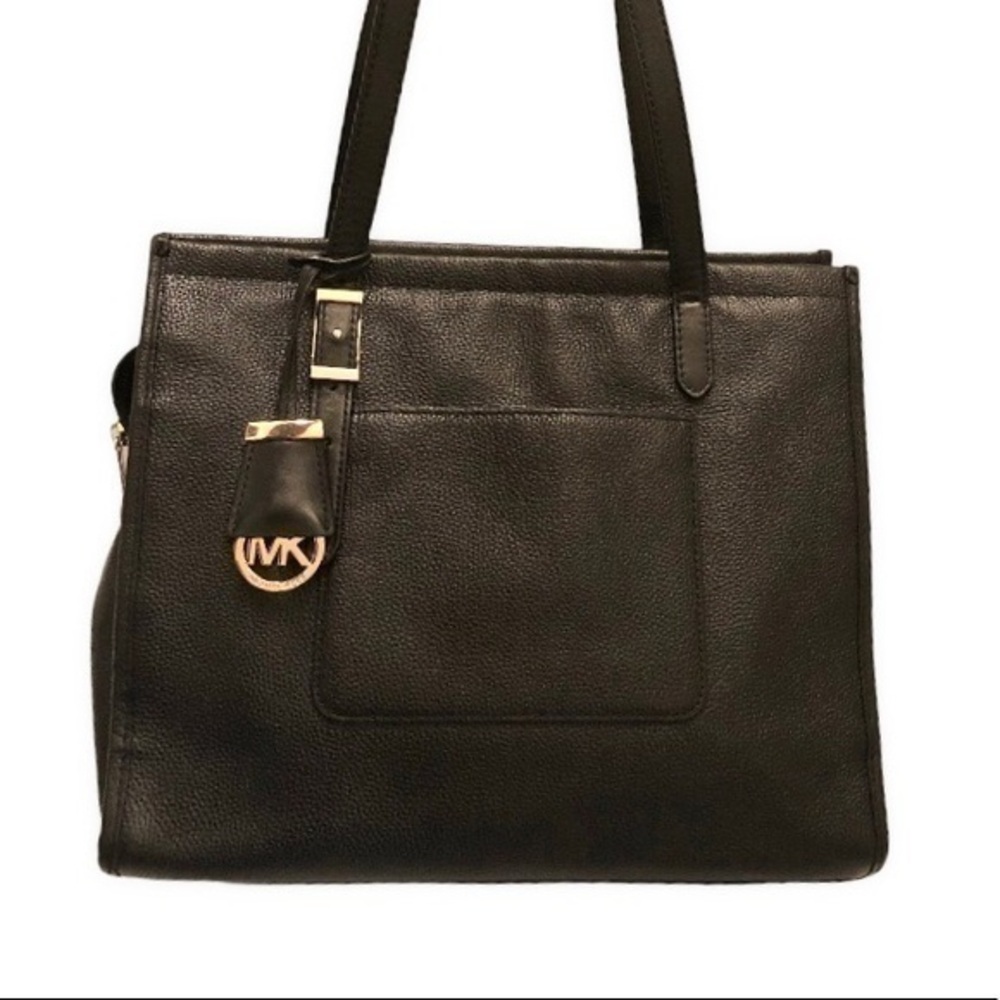 Michael kors black pebbled leather tote bag purse